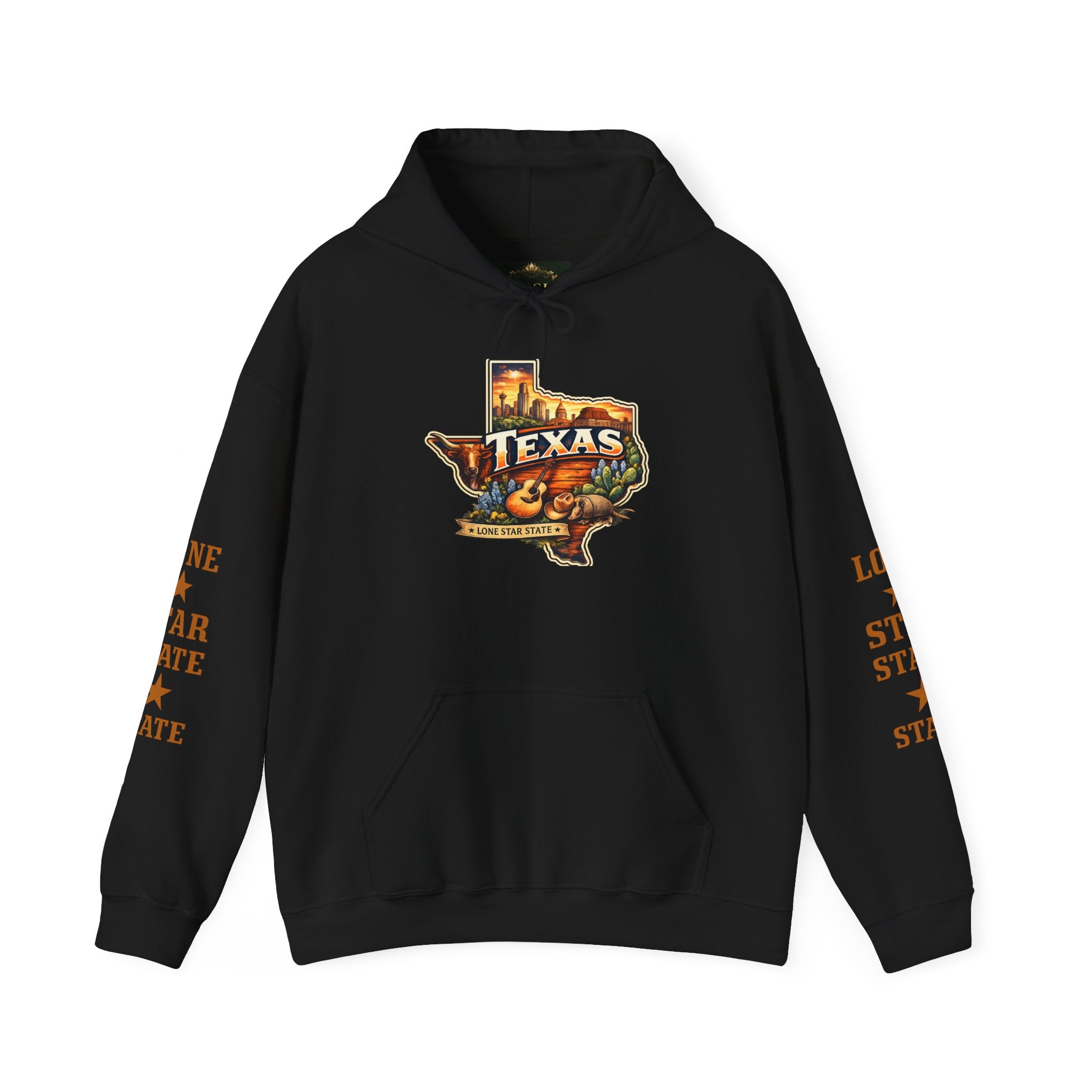 Texas State Hoodie — Lone Star Vintage Map Graphic Hooded Sweatshirt