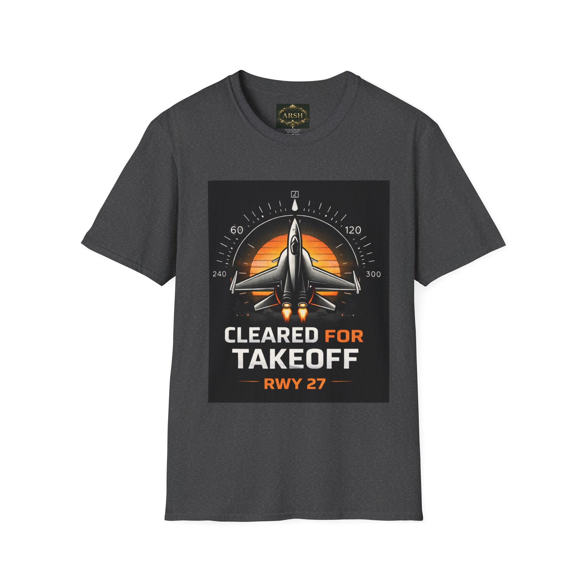Cleared for Takeoff T-Shirt — RWY 27 Jet Fighter Aviation Graphic Tee