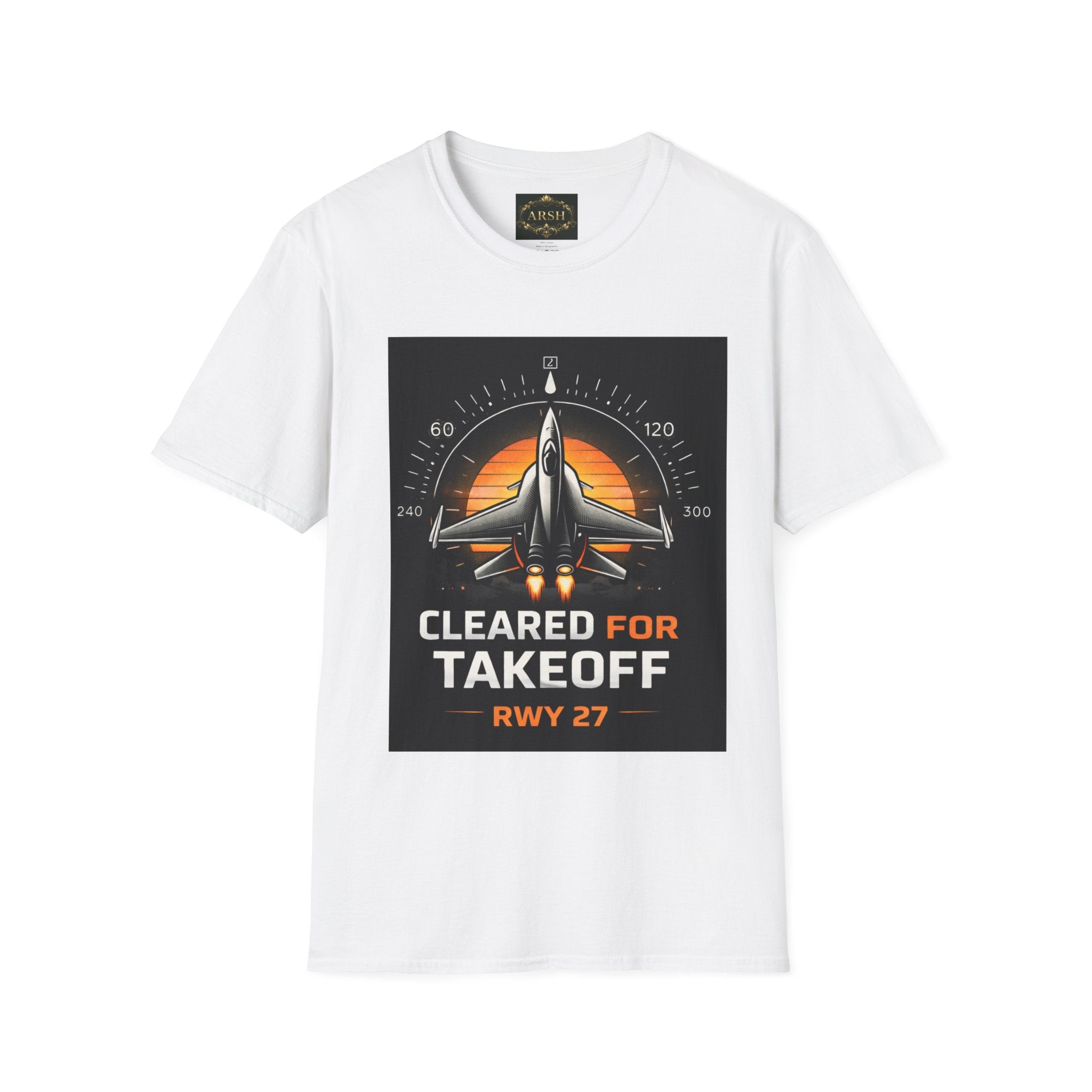 Cleared for Takeoff T-Shirt — RWY 27 Jet Fighter Aviation Graphic Tee
