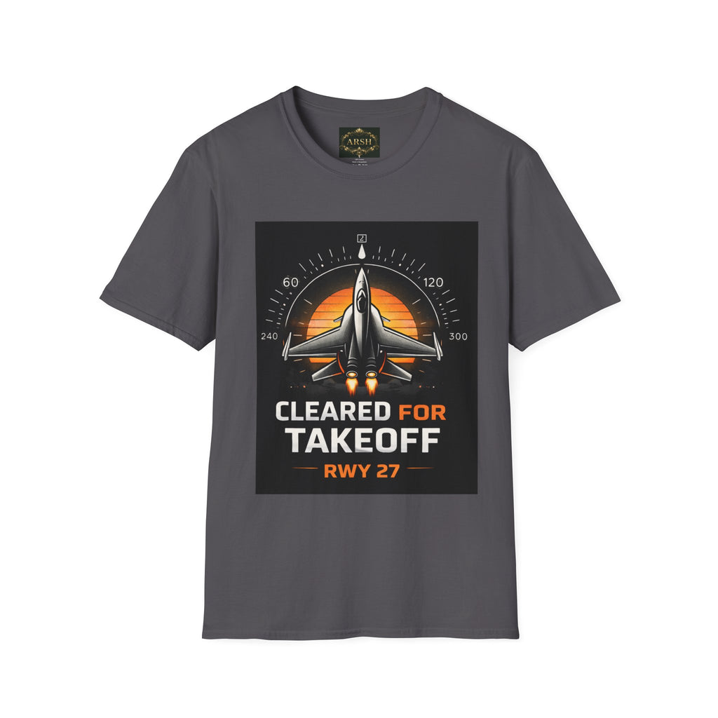 Cleared for Takeoff T-Shirt — RWY 27 Jet Fighter Aviation Graphic Tee