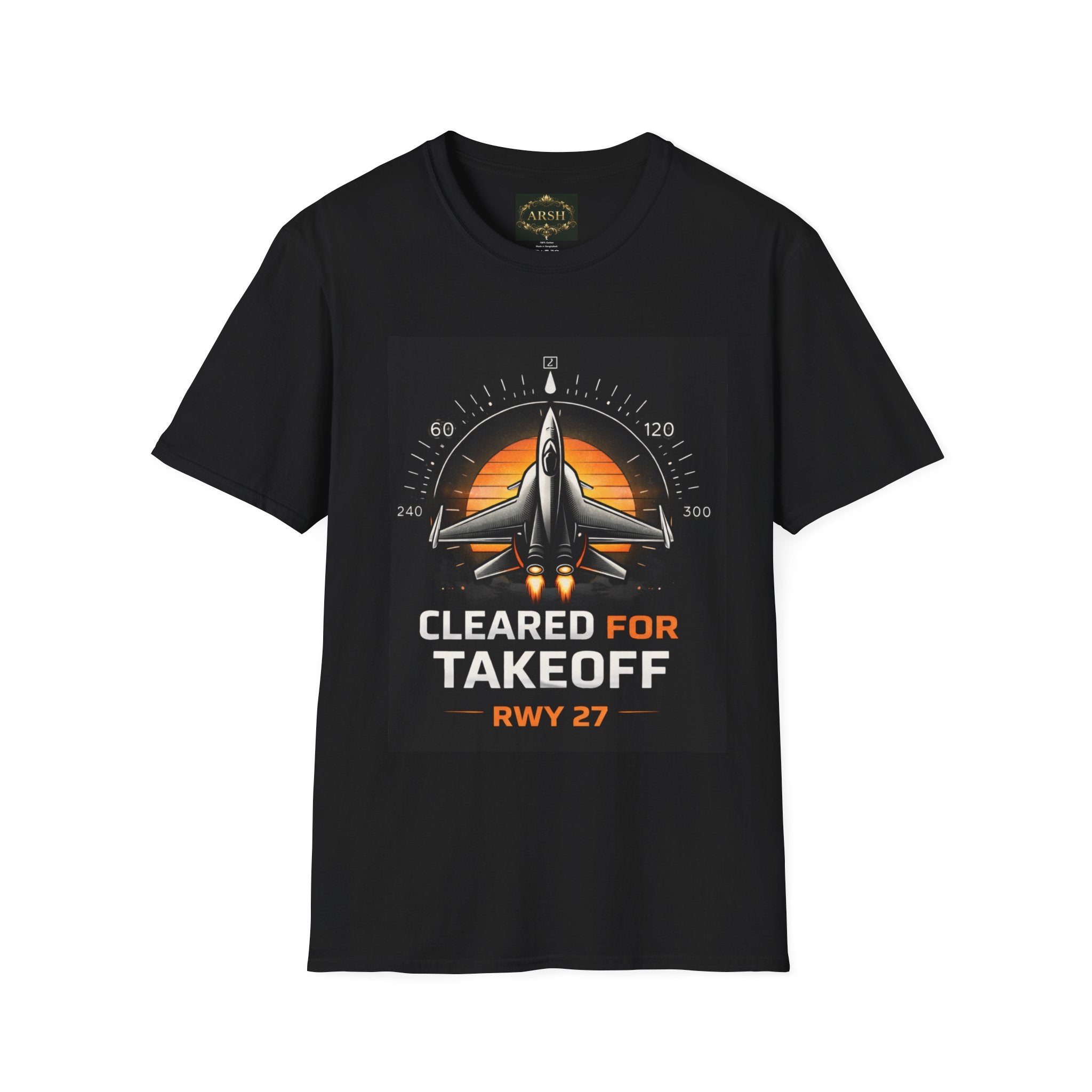 Cleared for Takeoff T-Shirt — RWY 27 Jet Fighter Aviation Graphic Tee
