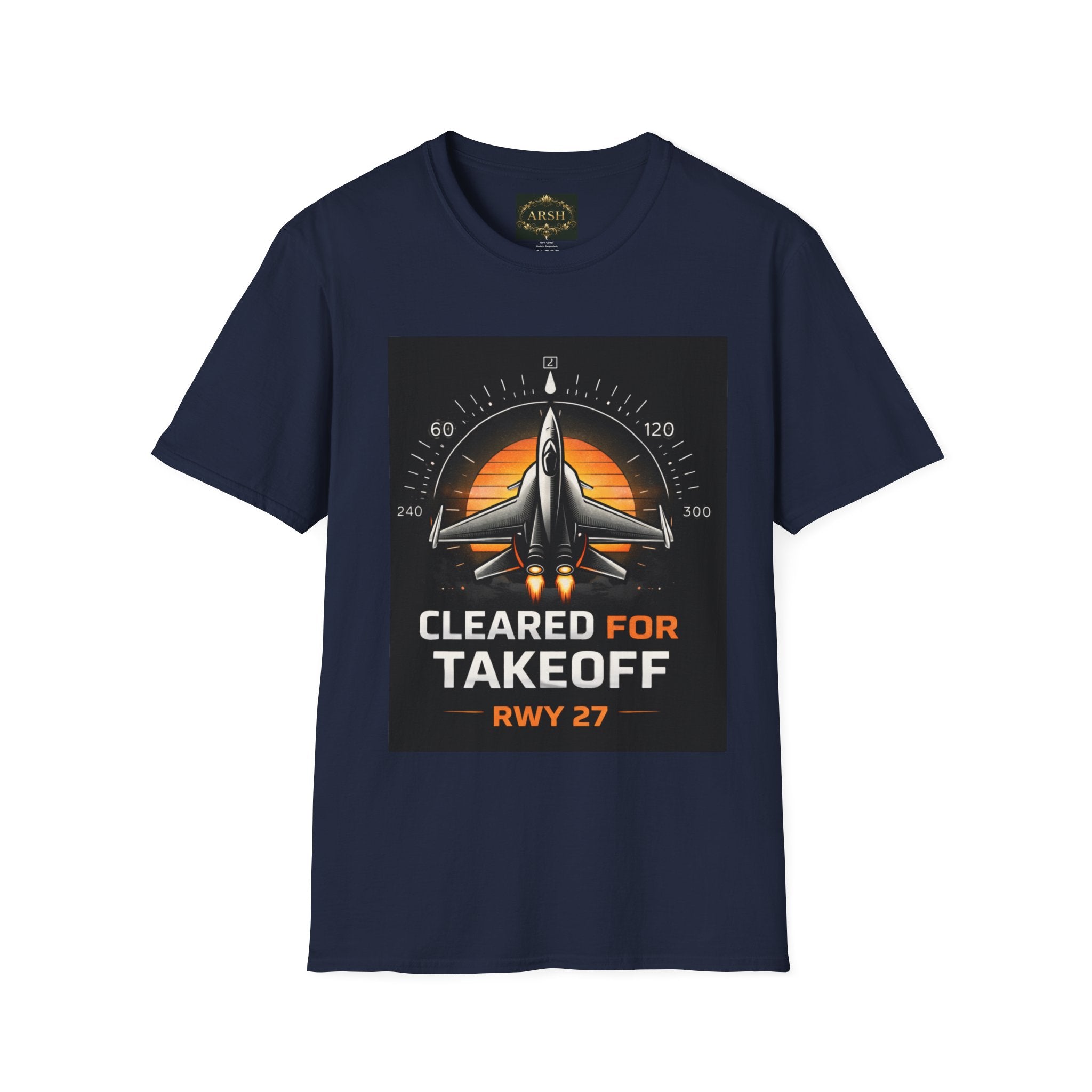 Cleared for Takeoff T-Shirt — RWY 27 Jet Fighter Aviation Graphic Tee