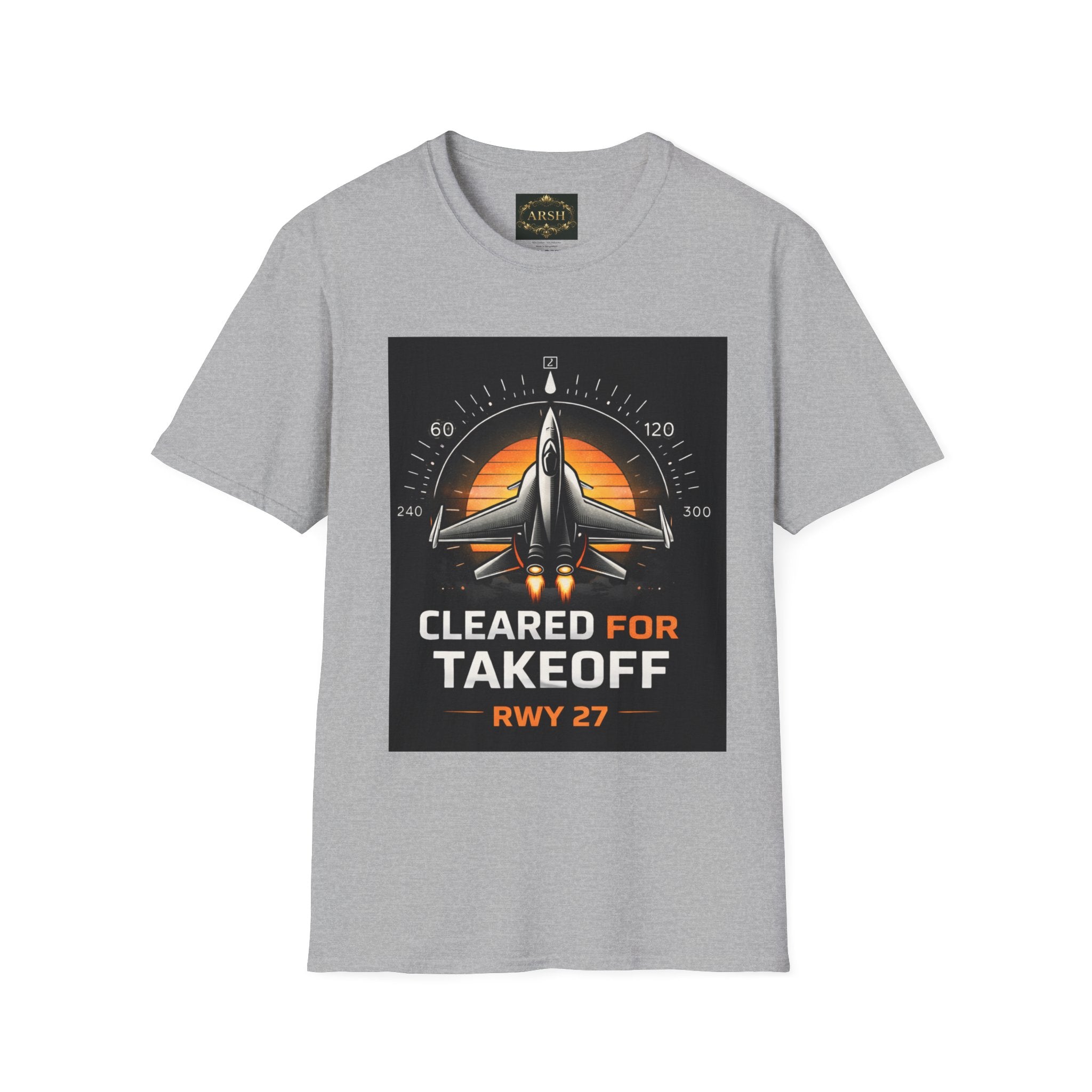 Cleared for Takeoff T-Shirt — RWY 27 Jet Fighter Aviation Graphic Tee