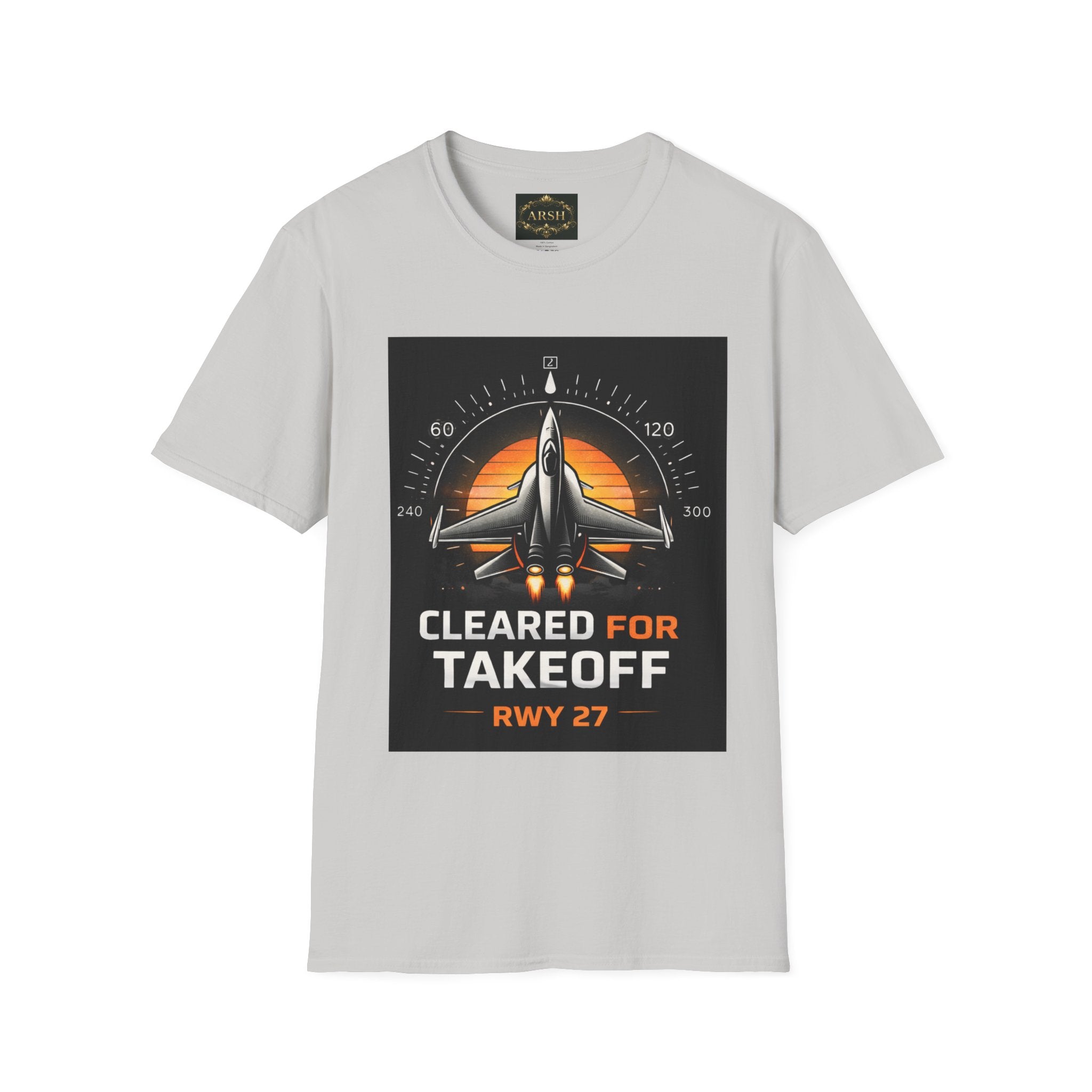 Cleared for Takeoff T-Shirt — RWY 27 Jet Fighter Aviation Graphic Tee